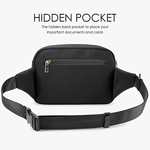 Zorfin Fanny Packs For Women Men, Belt Bag With 5 Zipper Pockets, Fashion Waist Pack Crossbody Bag With Adjustable Belt For Travel/Shopping/Hiking/Running/Cycling (Black) #TOP4
