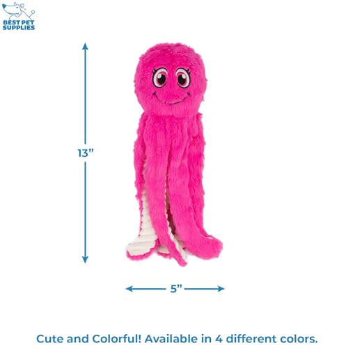 Image of Best Pet Supplies Interactive Squeaky Dog Chew Toy, Ideal Dog Toys for Chewers, Small, Medium & Large Dogs, and Fetch Lovers - Octomutant (Fuchsia), Large