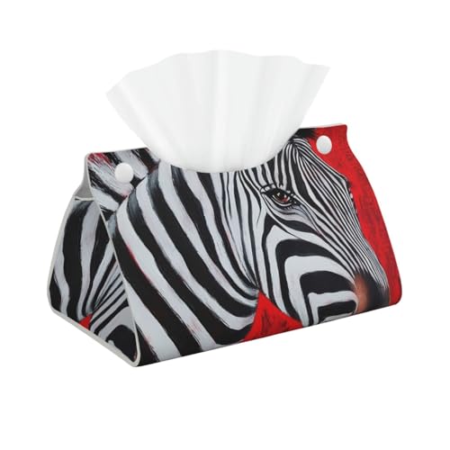 Funda larga para caja de pañuelos de cuero rojo cebra, soporte para caja de pañuelos para baño, salones, oficina, dormitorio