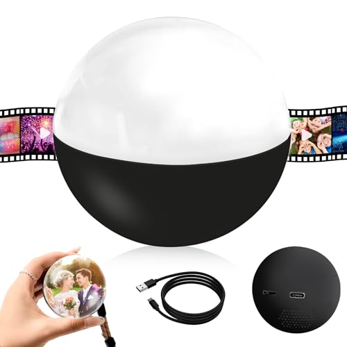 2.7 Inch 3D Memory Orb WiFi Personalized Crystal Ball Video Player Memory Sphere Upload Videos & Photos Light-Up Memory Sphere with Electronic Screen Anniversary Birthday Wedding Pet Memorial (Black)