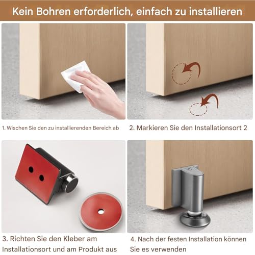 Butée de porte magnétique inox réglable pour ne plus percer le sol - 6