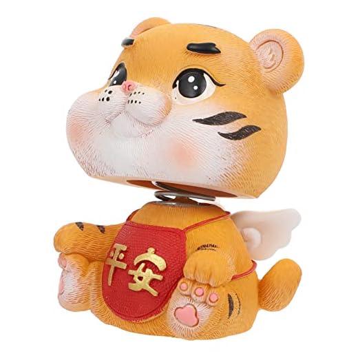 ABOOFAN Liten Tiger Figure Feng Shui Trädgård Dekoration Tecknad Huvud Skakande Tiger Landskapsarkitektur Bonsai Prydnad Harts Hantverk För 2022 Nyår Dekorationer Stil a