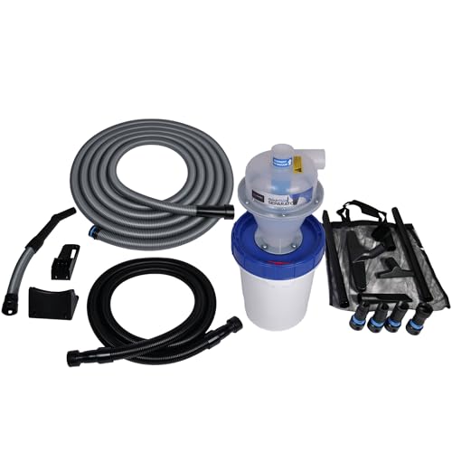 Quick Click Separator and Wall Hung 5 Gallon Collection Bin, Power Tool Adapter Set and 30 Foot Hose Kit with Cleaning Accessories for Wet/Dry Vacuums