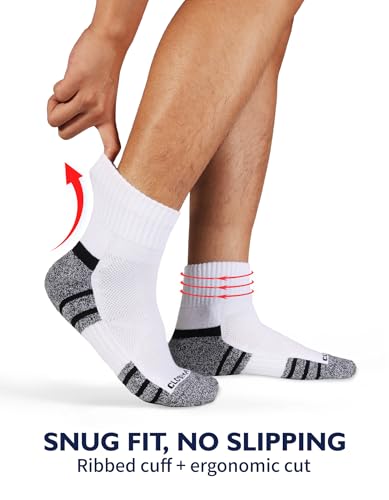 Image of CLOSEMATE 6 Pairs Mens Athletic Ankle Socks Cushioned Running Quarter Socks | Cotton socks with breathable mesh, terry cushion & secure fit for sports, sneakers& daily wear