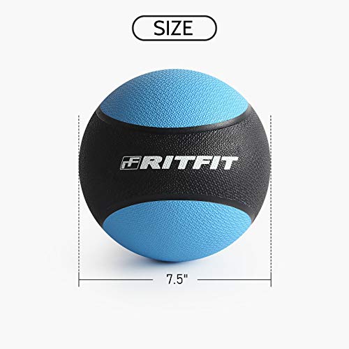Ritfit Weighted Medicine Ball - Non-Slip Rubber Shell & Dual Texture Grip - Workout Exercise Ball For Core Strength, Balance Training, Coordination Fitness - Multiple Weights & Colors #TOP2
