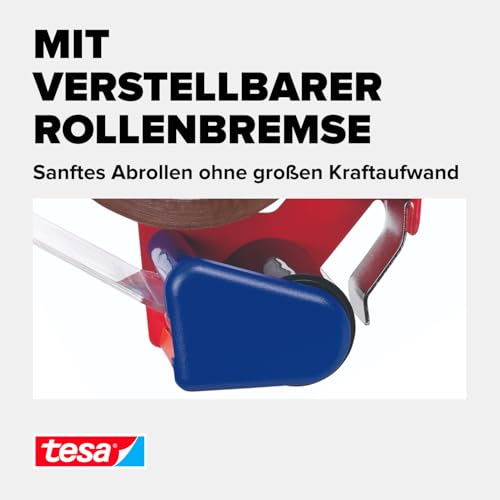 tesa tesapack Extra Strong und Handabroller im Set mit 2 besonders reißfesten PVC-Klebebändern - Braun - 66 m x 50 mm