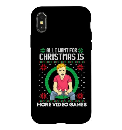All I Want For Christmas Is More �r�f�I�Q�[�� �j�̎q ���̎q �Q�[�}�[ �X�}�z�P�[�X iPhone X/XS �p
