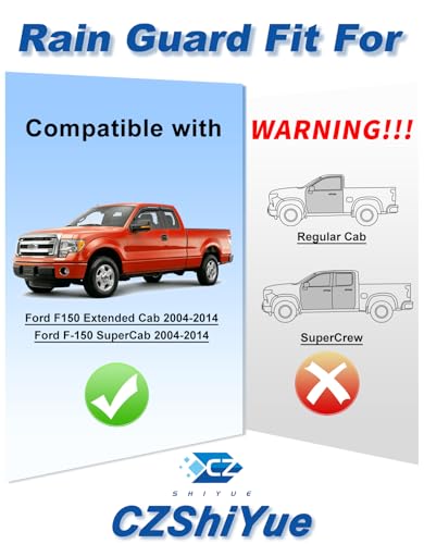 Image of Window Rain Guards Fit for 2004-2014 Ford F150 Extended Cab /SuperCab,Tape-on Extra-Thick Rain Guard Window Deflectors Window Vent Visors Truck Vent Shades Exterior Car Accessories-4PCS