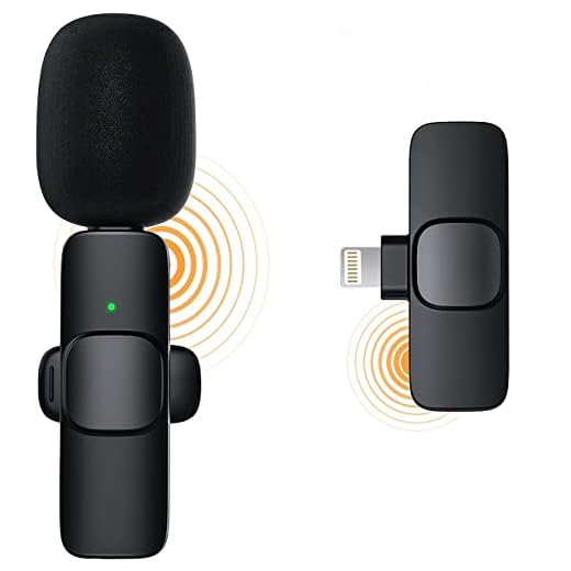 Trådlös lavalier mikrofon för iPhone/iPad ios, plug-play-minimikrofon trådlös mikrofon-2,4 GHZ Clip mikrofon för extern inspelning vlog interview YouTube/Tiktok Live-Stream [ Ingen app]
