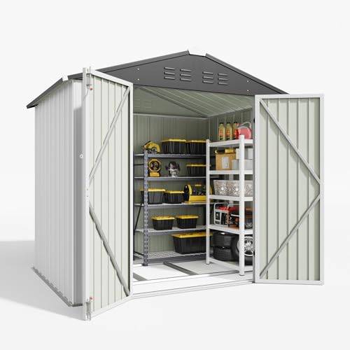 Image of Patiowell 6x4 FT Storage Shed with Floor Frame, Outdoor Metal Garden Sheds