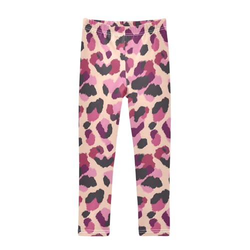 ALAZA Girls' Leggings Children's Yoga Pants Skinny Printed Dance Cute Leopard Comfortable 4T