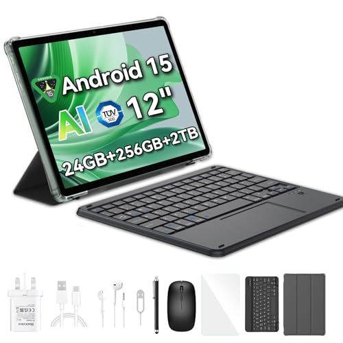 Blackview Tablet 12 inch Android 15 Tablet with Keyboard, Mouse, Pen, Case & SIM Card Slot | 24GB + 256GB | 2.4K 120Hz FHD+ IPS Display, 9000mAh/33W, 5G WiFi, GPS | MEGA 2 Set(No charger plug) Blackview Tablet 12 inch Android 15 Tablet with Keyboard, Mouse, Pen, Case & SIM Card Slot | 24GB + 256GB | 2.4K 120Hz FHD+ IPS Display, 9000mAh/33W, 5G WiFi, GPS | MEGA 2 Set(No charger plug)