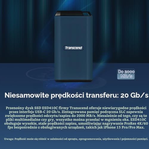 Transcend Przenośny dysk SSD ESD410C 2TB USB Typ2-C 20 Gbit/s – TS2TESD410C