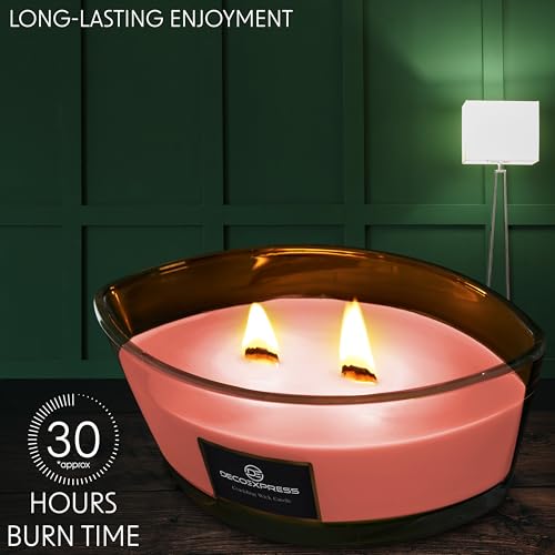 DECO EXPRESS Scented Candles, Double Wick Crackle Candles, Long 50 Hours Burn Time, Calming & Cosy Home Decor, Birthday - Image 4