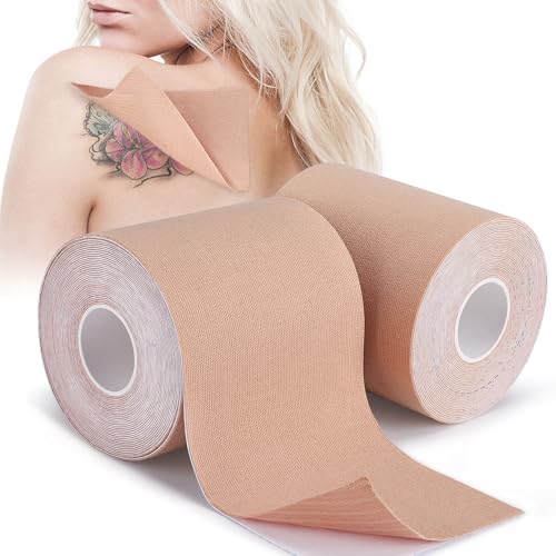 2 Rolls Tattoo Cover Up Tape, 3'x16.4ft Tattoo Cover Up Patches Water-Resistant & Sweat-Resistant, Cuttable Skin Tone Tattoos Patches to Coverup Tattoos Concealer Scars & Birthmarks Sticker, Beige