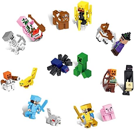 UputCook 16-Pack Minecraft Figures |1.65 Inches Minecraft Stitching Set Toys| Educational Toy Set for Children Boys and Girls