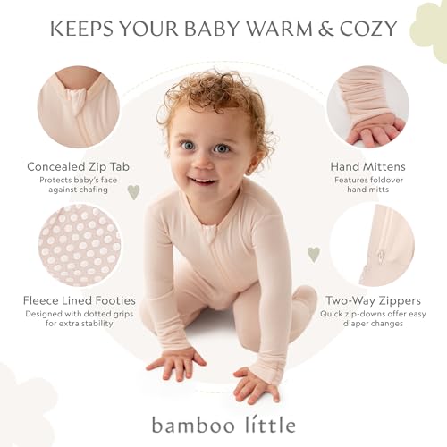 Image of Bamboo Little Soft Baby Footie Pajamas, Baby Clothes, Newborn Sleepers, 95% Viscose and 5% Spandex, 0-24 Months