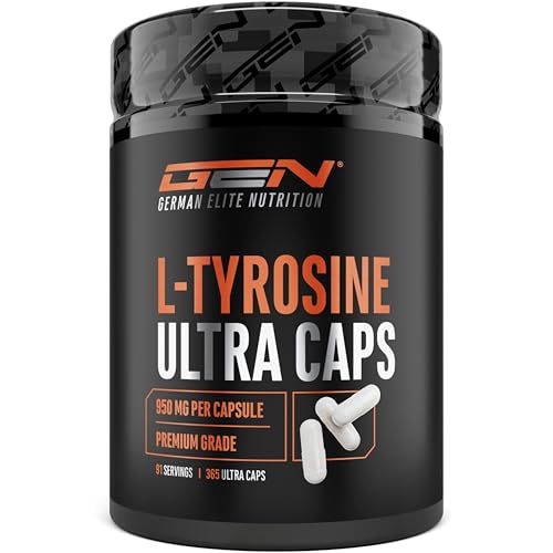 L-Tyrosin Ultra Caps - 365 Kapseln mit je 950 mg reinem L-Tyrosin - Reine Aminosäure aus pflanzlicher Fermentation - Hochdosiert