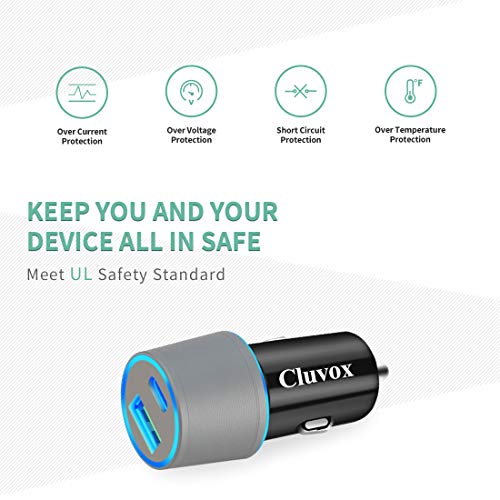 Dual Usb Car Charger Adapter, Cluvox 20W Fast Charge Car Charger Compatible For Iphone 14/13/12/11 Pro/Max/Xs/Xr/8/Se 2020/Ipad 8Th/Pro/Air 4/Mini, Google Pixel 5/4 Xl, Samsung Cigarette Usb Charger #TOP2