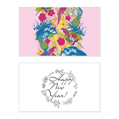 Carte de Nouvel An Tropical Style Bear avec texte anglais pour souhaits festifs