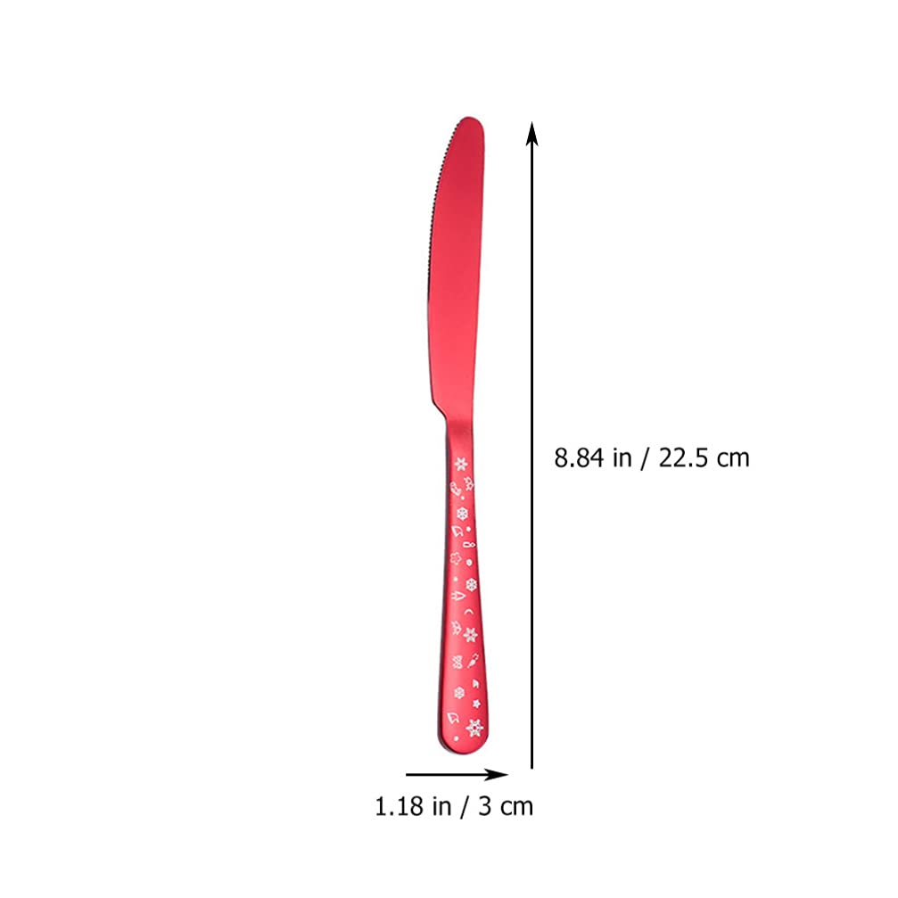 Yardwe 1set Stainless Steel Cutlery Set Tableware Set Knives Forks and Spoons Festive Red for Home Restaurant and Holiday Gatherings