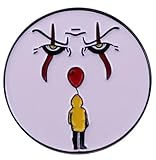 IT Pennywise the Clown Red Balloon We All Float Down Here Georgie Yellow Raincoat Horror Movie 1.2' Lapel Enamel Pin