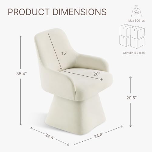 Image of KISLOT Swivel Dining Chairs Set of 4, Mid Century Modern Chairs Fabric Upholstered Armchair with Armrest & Ergonomic Backrest for Dining Room, Kitchen, Bedroom, Living Room, Linen, 4 Boxs