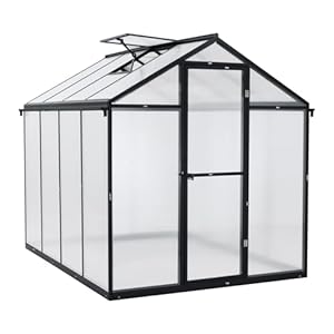 BPS 6' x 8' Walk-in Polycarbonate Greenhouse with Heavy-Duty Aluminum Frame, 1 Vent Window & Lockable Door for Outdoor, Patio, Backyard, and Garden Use BPS 6 x 8 Walk in Polycarbonate Greenhouse with Heavy Duty Aluminum Frame 1 Vent Window Lockable Door for Outdoor Patio Backyard and Garden Use