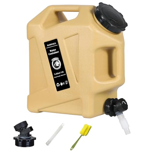 SLOYUNLU 3.2 Gallon Water Jug with Spigot, BPA Free Leak-Proof Camping Water Container, Portable Emergency Water Storage for Outdoor Hiking, Home Use, Camping Essentials