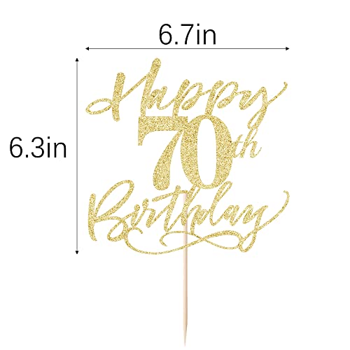 Happy 70Th Birthday Cake Topper Gold Glitter Hello 70,70 Anniversary/Birthday Cake Topper Party Decoration,70 & Fabulous Party Decoration (70) #TOP1