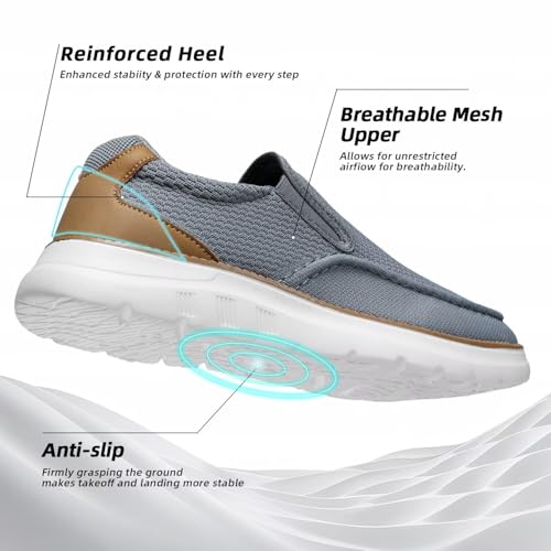Image of Mens Casual Loafers Slip-on Boat Mesh Walking Shoes Business Oxfords Sneakers Work Comfortable Lightweight Soft Sole