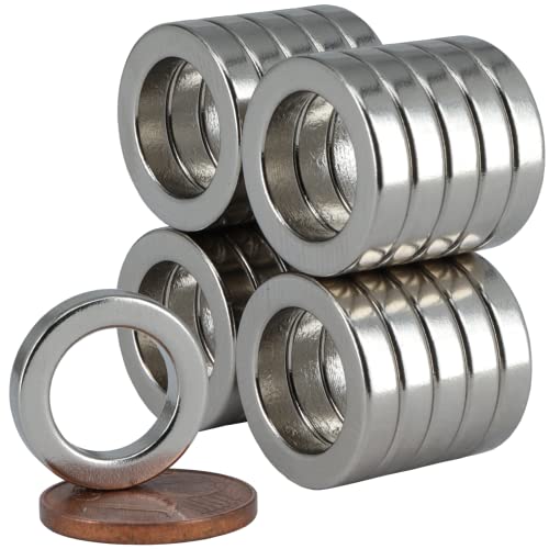 [20 Stück] Neodym Magnet N52 Ringmagnete extra stark Magnetring Magnete Mit 10mm Loch Bohrung Runder Ring 15mm x 3mm Scheiben Flach Rund…