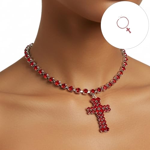 Collier croix surdimensionnée en métal robuste et collier superposé