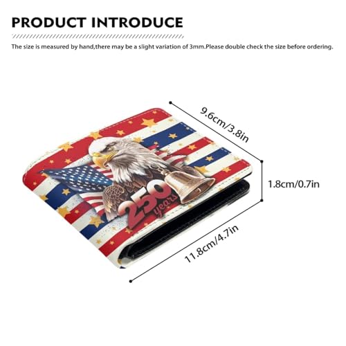 Image of Coldinair 250th USA Anniversary Eagle Wallet for Teen Boys Kids Bifold Wallet Purse Leather Credit Card Cash Id Holder Cool Slim Bifold Small Coin Purses