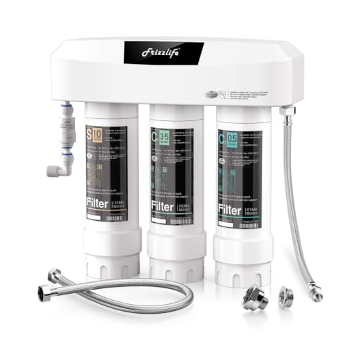 Frizzlife AMZ Frizzlife Under Sink Water Filter System, NSF/ANSI 53&42&372 Certified, 8 Layer 0.5 Micron Water Filtration Reduce Chloramine, PFOA/PFOS, Lead, Chlorine, Bad Taste & Odor, Under Counter, SK9