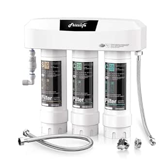 Frizzlife Under Sink Water Filter System, NSF/ANSI 53 & 42 Certified, 8-Layer 0.5 Micron Filtration, Reduces Lead, Chloramine, PFOA/PFOS, Chlorine, Taste & Odor