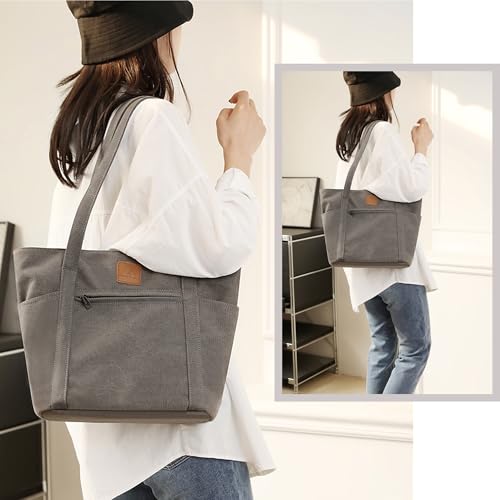 DOURR Womens Shoulder Handbags Heavy Duty Canvas Work Tote Retro Bucket Bag2