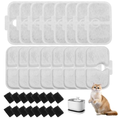 32 Stück Katzenbrunnen Filter für Petliibro Filter PLWF105/PLWF115/PLWF005 Katzen-Trinkbrunnen PetlibroTrinkbrunnen Filter 16 Filterkartuschen und 16 Schaumstoffschwämme