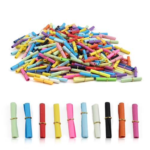 0XBIT Papel de Carta de Mensaje de Deseo, 350 Hojas Color Suelto para Etiquetar Grabables, Colores Aleatorios, con Mini Anillo Metal Tiras Rifa, para Rollos Papel, Notas, Regalos Bricolaje