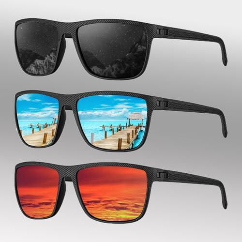 Polarized Sunglasses for Men, Sunglasses Mens Polarized for Driving, Fishing, Golf, 3PACKS