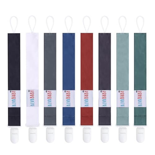 Image of ALVABABY Pacifier Clips 8 Packs Paci Clip Holder Leashes Binky for Neutral Baby Boys and Girls Fits Binkie Styles,Baby Teethers