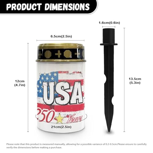 Image of Poceacles USA Flag 250 Years Print Outdoor Lights Solar Grave Candle Solar Cemetery Candles LED Automatic Patriotic Flameless Cemetery Lights for America 250th Independence Day Decor, Set of 6