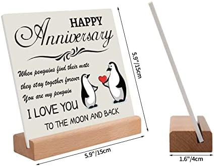 KAAYEE Wedding Anniversary Presents Gift Him Her, Acrylic Plaque Card Presents with Wooden Stand, 50th 25th 30th Ruby Silver Wedding Anniversary for Husband Wife Couple Parents Mum Dad