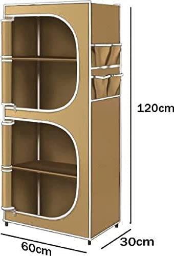 Image of COROID Digital Printed Multipurpose 6 Shelve Wardrobe,Foldable,Collapsible Fabric Wardrobe Organizer for Clothes Drawers Portable Wardrobe Clothing Space Saving Wardrobe (4-Layer, Coffee)