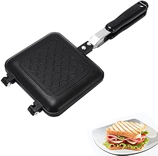 Camping Sandwich Toaster Grill Pan Stove Top Toastie Maker for Making Sandwiches, Waffles, Desserts, Steak, Meat, Eggs, Toast,36x16x3cm(Black)