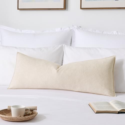 Kevin Textile 14x36 Inch Long Lumbar Cover 1 Pack Soft Boucle Textured Decorative Waterproof Rectangle Cushion Elegant Accent Pillows for Couch Sofa Chair Bed Home Decor Indoor Outdoor Cream White by K KEVIN TEXTILE - Used condition - US$22.21