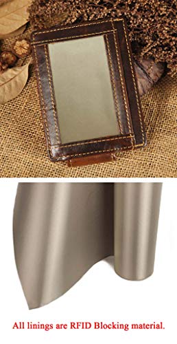 Image of Le'aokuu Genuine Leather Magnet Money Clip Credit Card Case Holder Slim Wallet