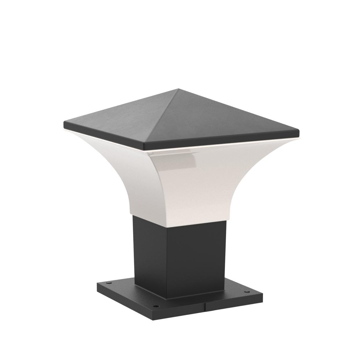 JACKAL® Triangle Shape Waterproof Outdoor Gate Light (Bulb Not Included) Modern Style Rust Resistance Unbreakable PVC Shade Garden Pillar Boundary Exterior Lamp Fixture Square Shape