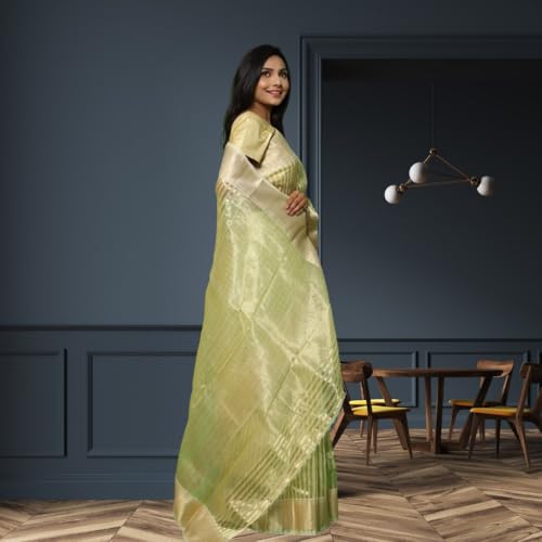 Generic parrot green maheshwari cotton silk saree – image 3