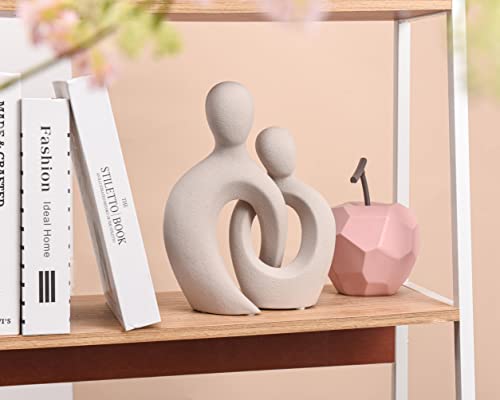 Quoowiit Ceramic Couple Sculptures For Home Decor, Abstract Lover Statue For Shelf Decor Office Decor Home Decorations For Living Room, Bedroom, Gifts For Anniversary Valentine's Day Birthday (Grey) #TOP5